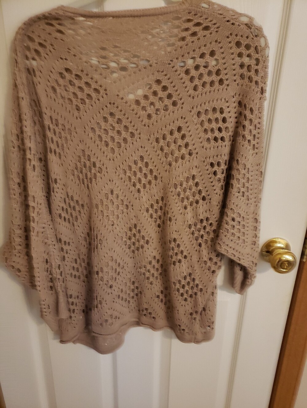 V-Neck Open Knit Sweater - Taupe - Picture 5 of 10